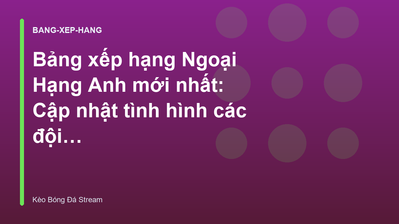 Bảng xếp hạng Ngoại Hạng Anh mới nhất: Cập nhật tình hình các đội bóng